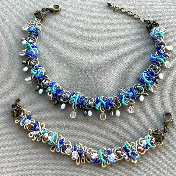 Jewelry - GUC handmade beaded adjustable choker & matching bracelet.